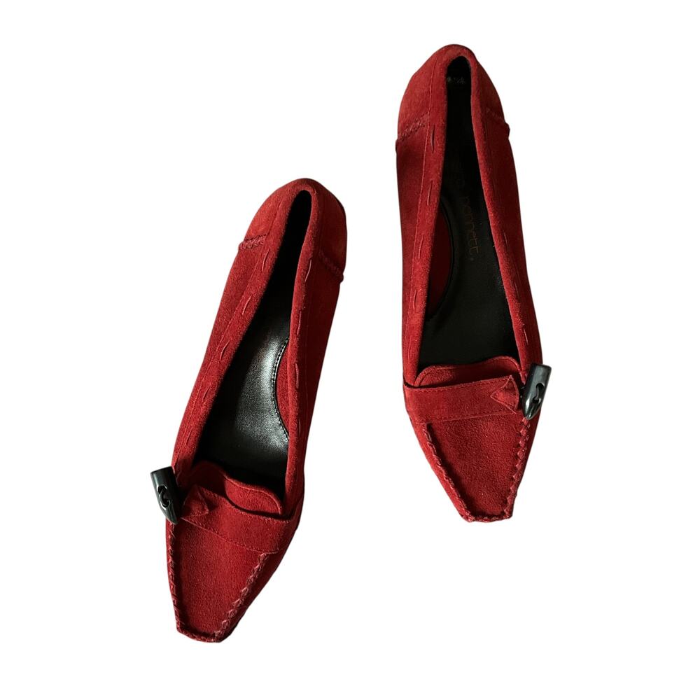 Jessica Bennett Red Suede Wedge Heels: Y2K, 2000s